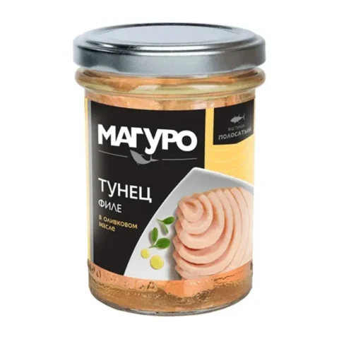 Магуро Тунец филе в оливковом масле 200 г в стеклянной банке