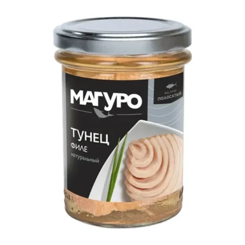 Магуро Тунец филе натуральный 200 г в стеклянной банке