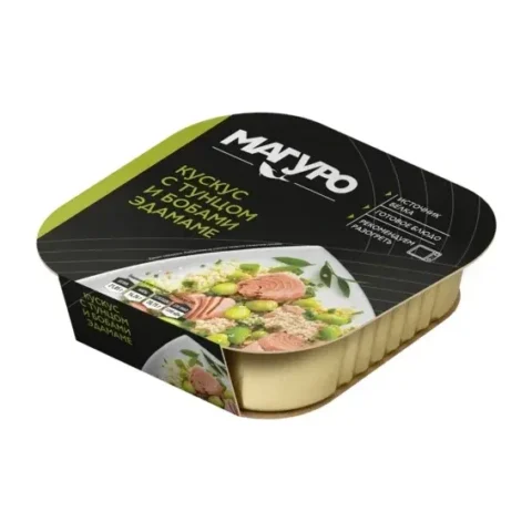 Магуро Тунец филе кусочки с кускусом, бобами, эстрагоном с добавлением масла 230 г